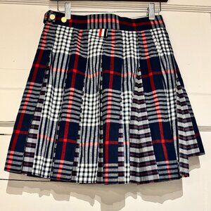 Thom Browne Checked Pleated Asymmetrical Skirt (40)